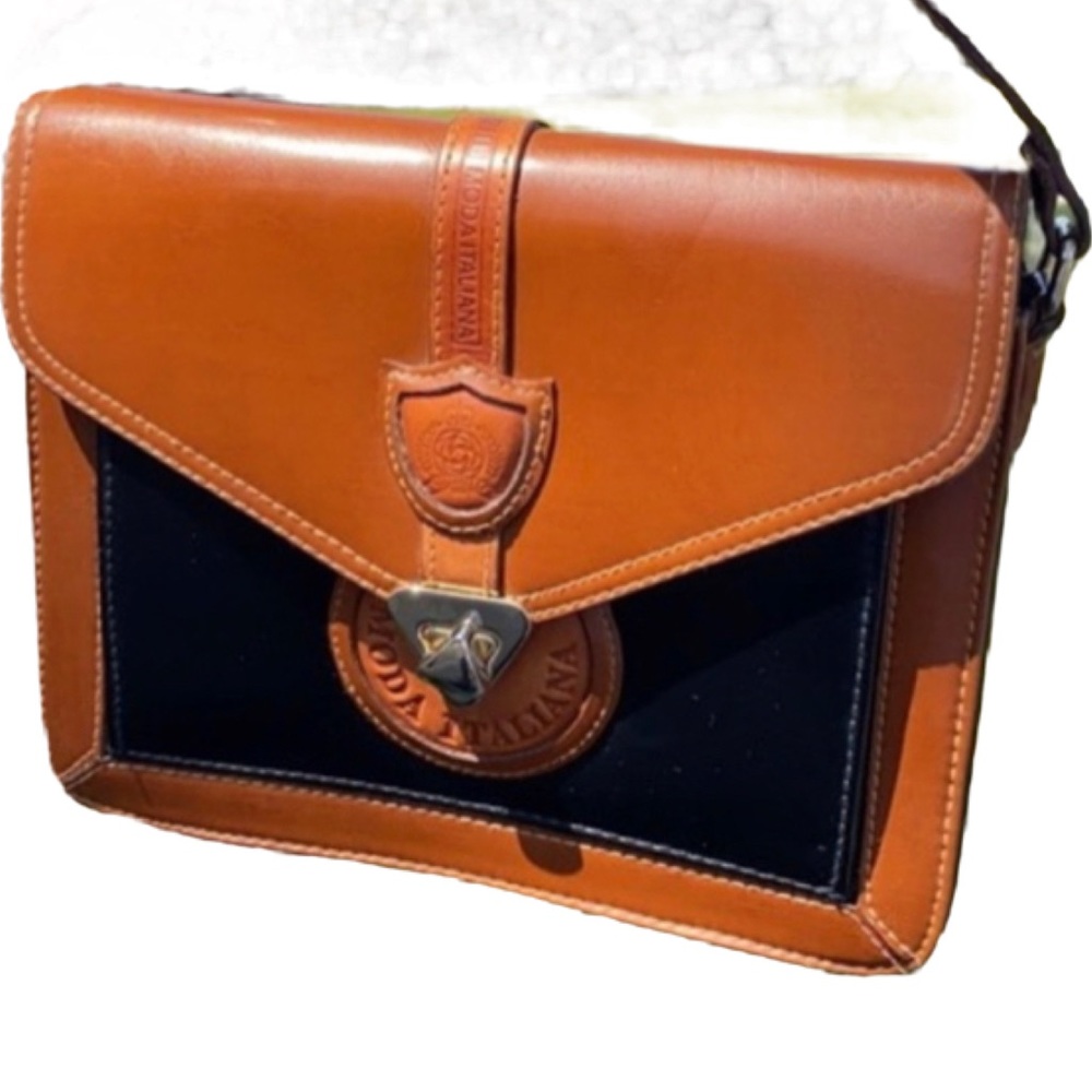 Moda Italiana brown Leather Envelope Purse Shoulder bag VINTAGE